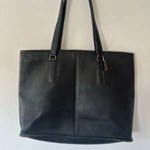 Vintage COACH Black Leather Tote Bag
